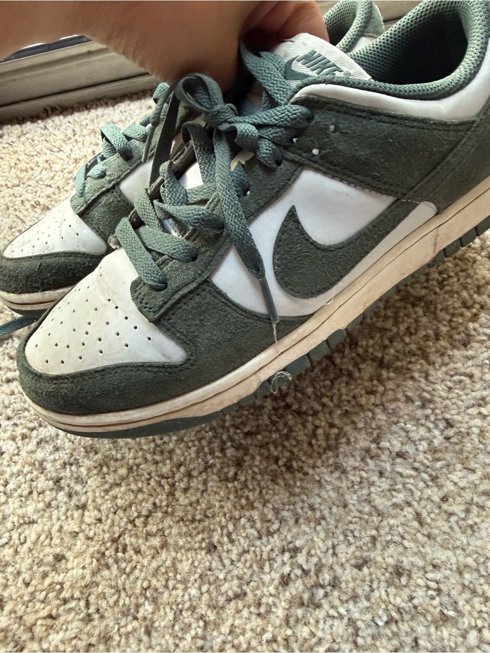 Nike Low-Top Sneakers in Olive Green and White